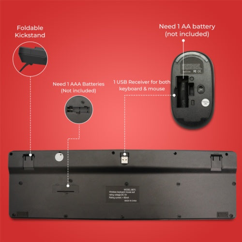 2.4GHz Wireless Keyboard And Mouse Set UK USB Dongle For PC Laptop Full-Size NEW
